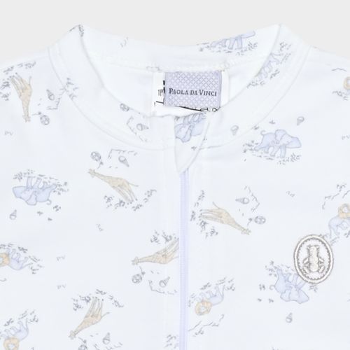 Macacão Bebê Unissex Algodão Egípcio Golden Estampa Safari com Zíper - CINZA