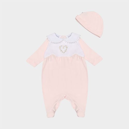 Macacão Bebê Feminino Bebê Plush com Bordado Coração - ROSA BEBE