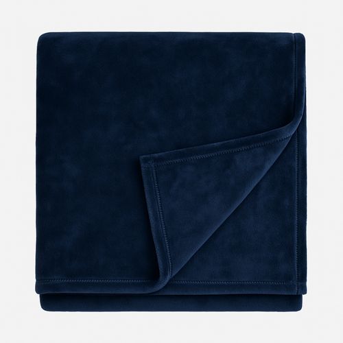 Cobertor Solteiro em Microsoft Velour - AZUL MARINHO