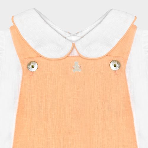 Conjunto Bebê Feminina Puro Linho com Jardineira - PEACH FUZZ