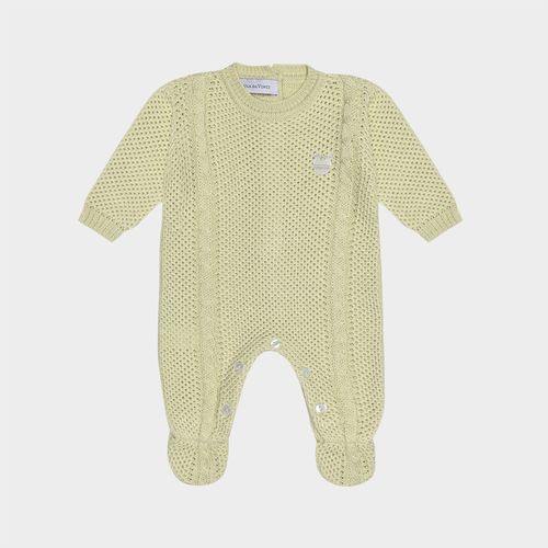 Saída de Maternidade Feminina Macacão Tricot Ponto Arroz com Trança - ALOE WASH