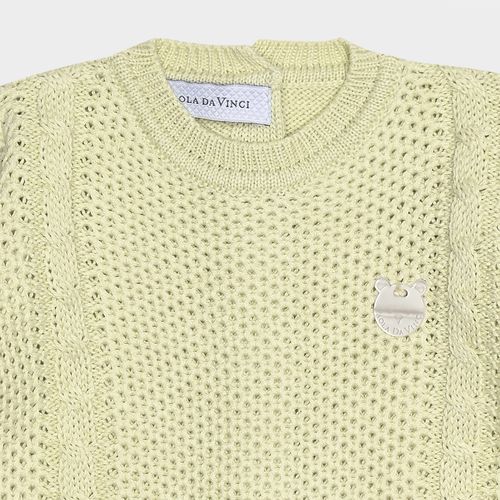 Saída de Maternidade Feminina Macacão Tricot Ponto Arroz com Trança - ALOE WASH
