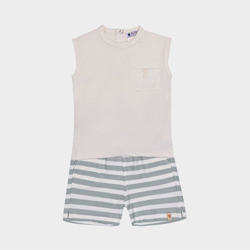 Conjunto Bebê Masculino Regata com Bermuda Listrada - VERDE