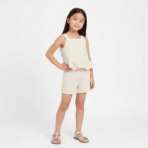Conjunto Infantil Feminino Bordado Manzoni com Babado - CRU
