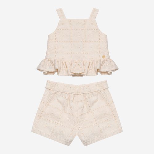 Conjunto Infantil Feminino Bordado Manzoni com Babado - CRU