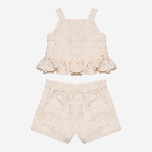 Conjunto Bebê Feminino Bordado Manzoni com Babado - CRU