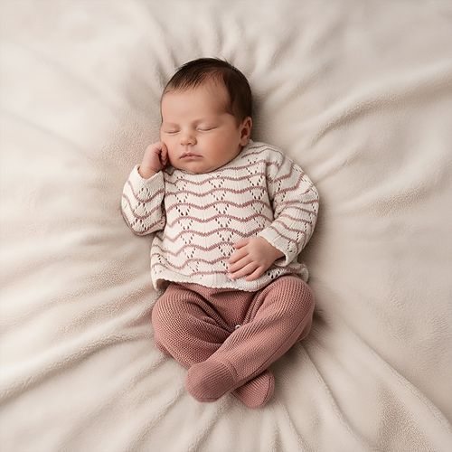 Conjunto de Bebê Feminino com Jardineira e Casaco com Ondas em Crochê - CHOCOLATE