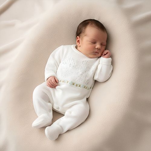 Conjunto de Macacão de Bebê Feminino com Manta Dayse - BRANCO