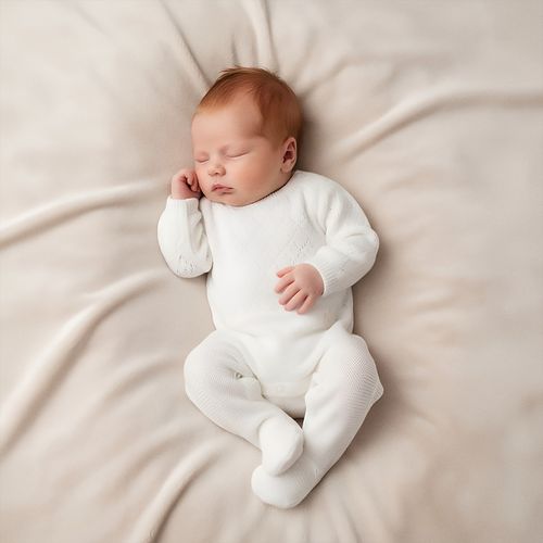 Conjunto Xale Bebê Feminino Macacão e Blusa Falsa Tijolinho - BRANCO