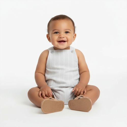 Romper de Bebê Masculino Linho Listrado - CINZA