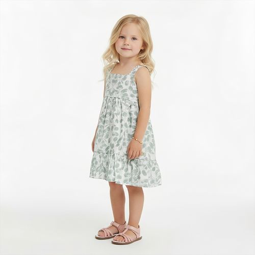 Vestido Bebê Feminina Jacquard Flores com Sianinha - VERDE