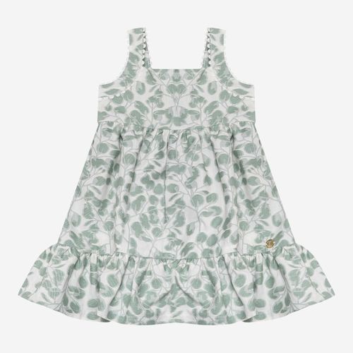 Vestido Bebê Feminina Jacquard Flores com Sianinha - VERDE
