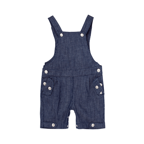 Jardineira de Bebê Masculina Sarja Listrada - AZUL MARINHO