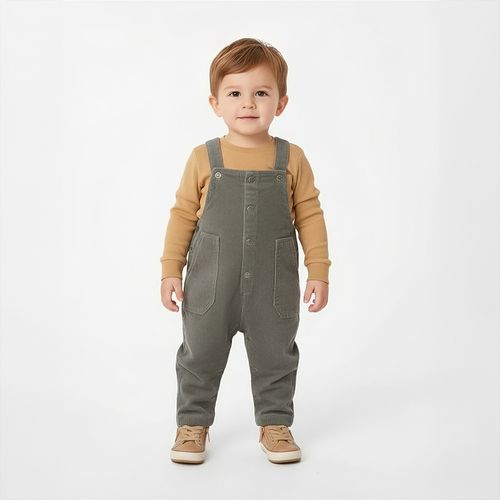 Jardineira de Bebê Masculina Veludo - VERDE