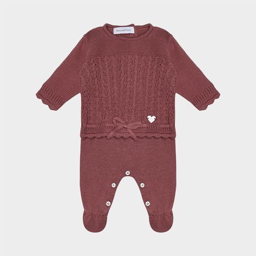 Saída de Maternidade Feminina Conjunto Tricot Jardineira e Casaco - HOT CHOCOLATE