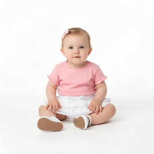 Saia de Bebê Feminina Linho com Babados - BRANCO