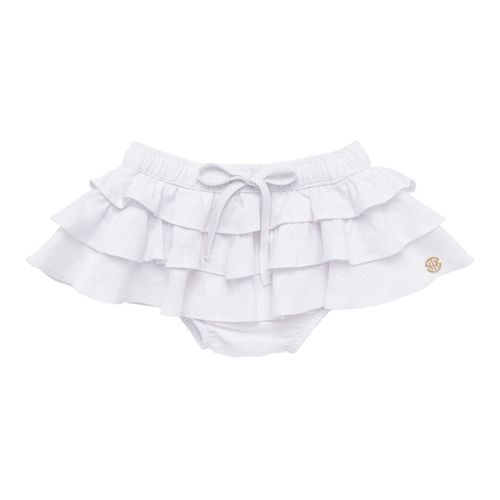 Saia de Bebê Feminina Linho com Babados - BRANCO