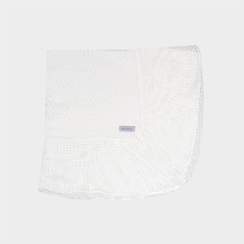 Xale Bebê Unissex Tricot Tijolinho com Babado Furadinho - BRANCO