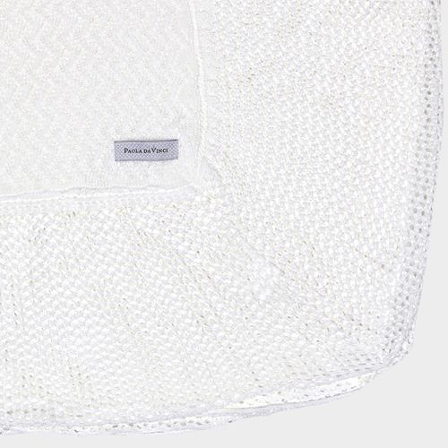Xale Bebê Unissex Tricot Tijolinho com Babado Furadinho - BRANCO