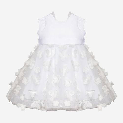 Vestido Bebê Feminino Atelier Zibeline Tule 3D - BRANCO