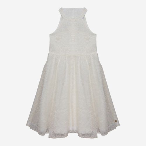 Vestido Infantil Feminino Tule Bordado - OFF WHITE
