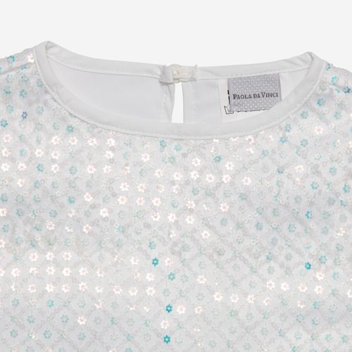 Blusa Infantil Feminina Paetê Tuin Transpassada - BRANCO