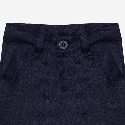 Calça Bebê Masculina Puro Linho com Bolso Cargo - AZUL MARINHO