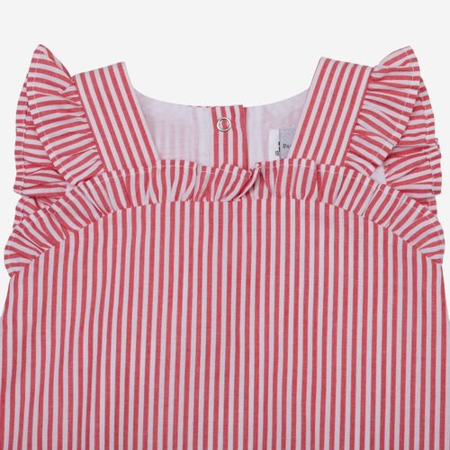 Romper Bebê Feminino Listrado com Laço - VERMELHO