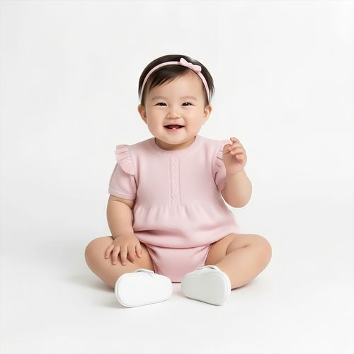 Romper de Bebê Feminino Tricot com Babados - ROSE