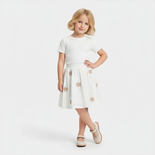 Saia Infantil Feminina Veludo - OFF WHITE