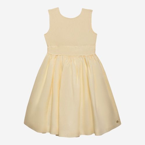 Vestido Infantil Feminino Puro Linho Regata com Faixa - AMARELO