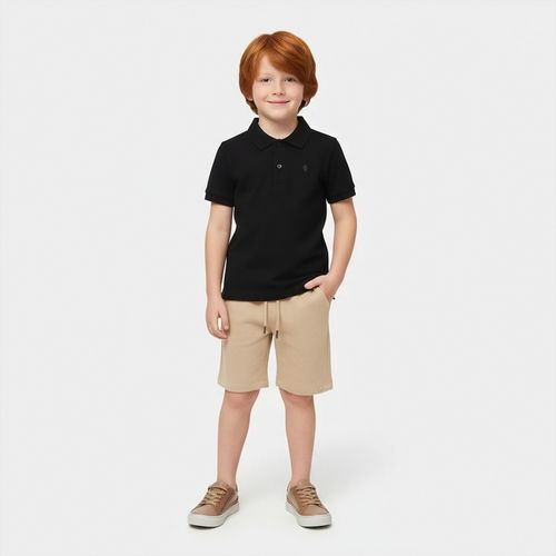 Camiseta Polo Infantil Masculina Piquet Conforto - PRETO