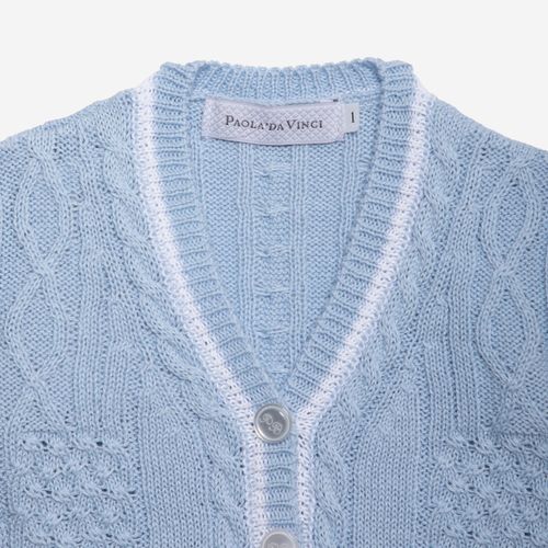 Saída de Maternidade Bebê Menino Tricot com Frisos - INDIGO BLUE