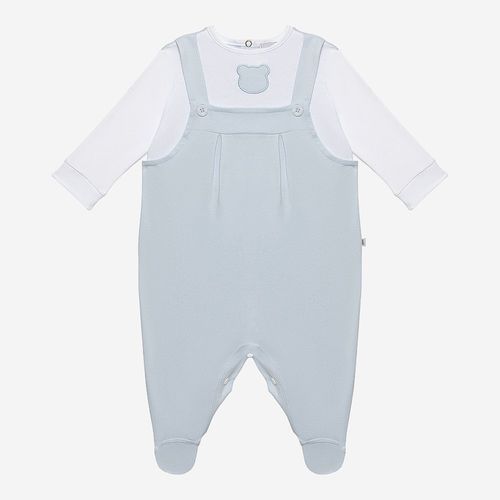 Macacão de Bebê Masculino Longo Egípcio Gold Fio 50 com Jardineira - AZUL BEBE