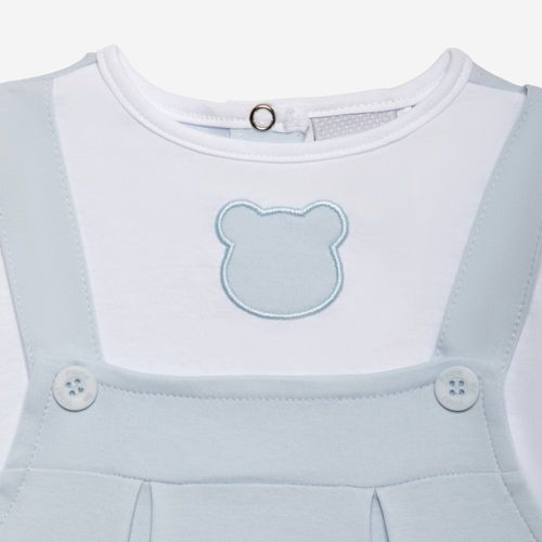 Macacão de Bebê Masculino Longo Egípcio Gold Fio 50 com Jardineira - AZUL BEBE