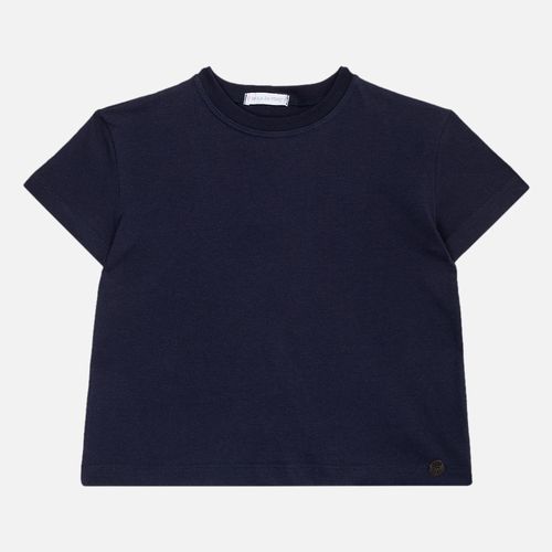 Camiseta Infantil Feminina Malha com Recorte nas Costas - AZUL MARINHO