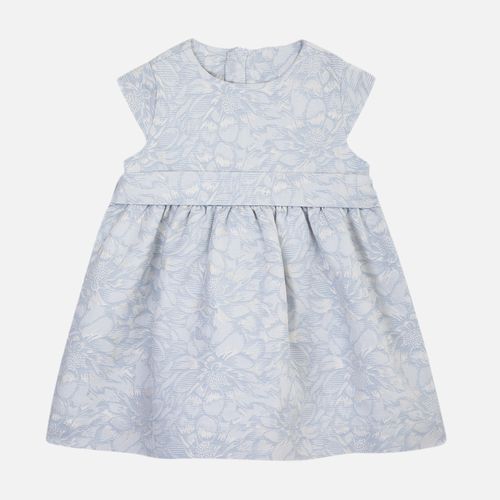 Vestido Bebê Feminino Jacquard Arabesco com Laço - AZUL