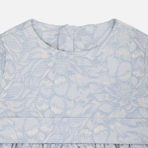 Vestido Bebê Feminino Jacquard Arabesco com Laço - AZUL