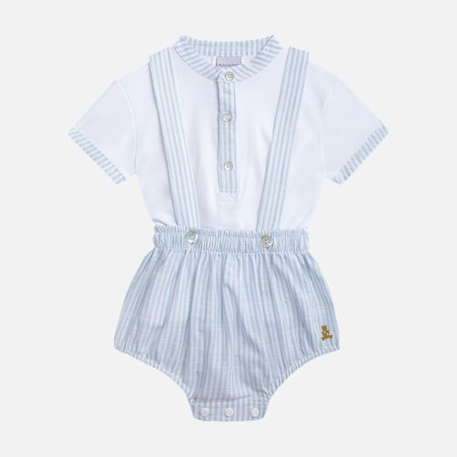 Conjunto Bebê Masculina Egípcio Gold com Bloomer Listrado - AZUL