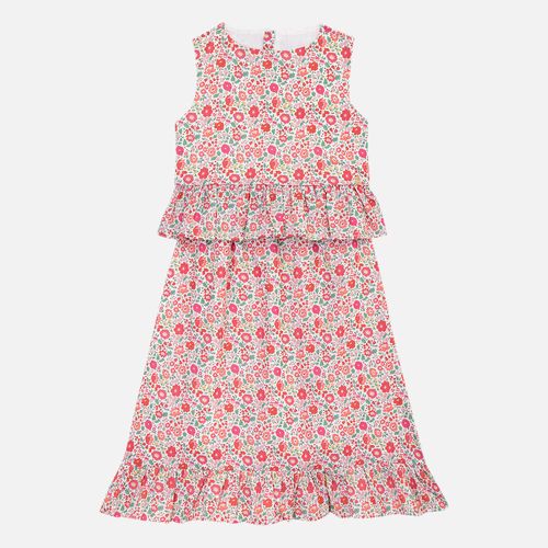 Conjunto Infantil Feminino Estampado Liberty com Saia Midi - VERMELHO
