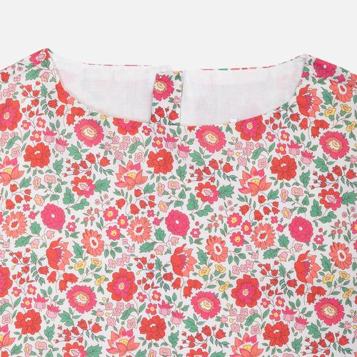 Conjunto Infantil Feminino Estampado Liberty com Saia Midi - VERMELHO