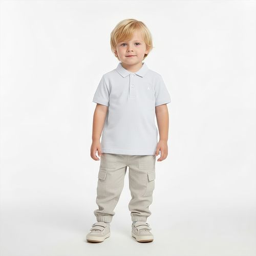Calça Bebê Masculina Puro Linho com Bolso Cargo - KAKI