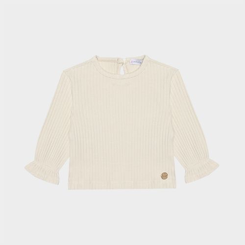 Camiseta Bebê Feminina Canelada Gola Alta - AREIA