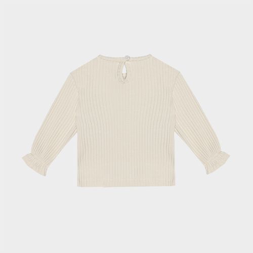 Camiseta Bebê Feminina Canelada Gola Alta - AREIA