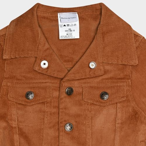 Casaco Bebê Masculino Veludo - OCRE