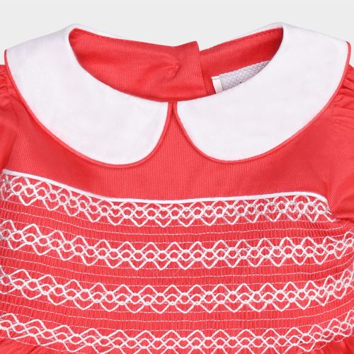 Vestido Bebê Feminino  Com Ponto Smock - VERMELHO
