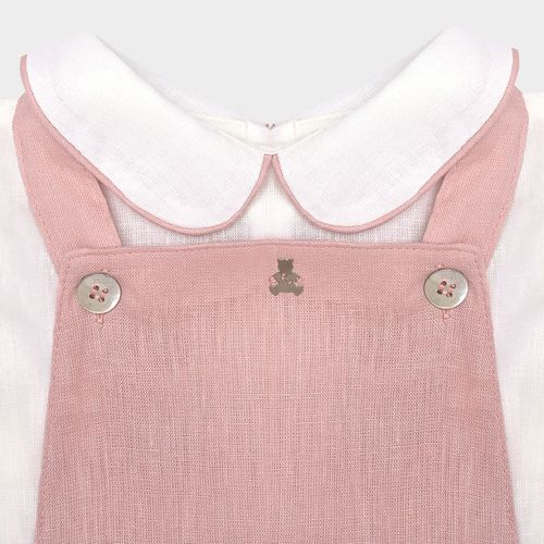 Conjunto Bebê Feminino Puro Linho com Jardineira - ROSE