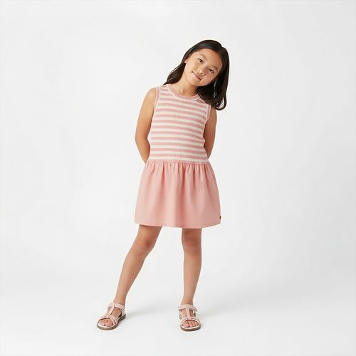 Vestido Infantil Feminino Canelado Listrado - ROSE