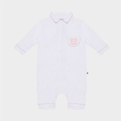 Macacão Bebê Unissex Algodão Egípcio Gold com Friso Contrastante - ROSA BEBE