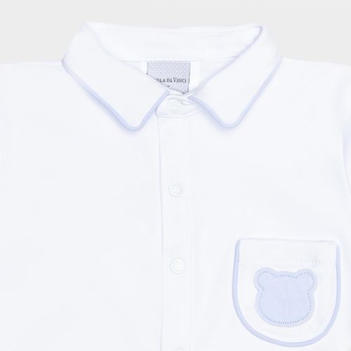 Macacão Bebê Unissex Algodão Egípcio Gold com Friso Contrastante - AZUL BEBE